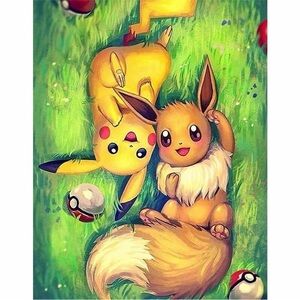 Pokemon Pikachu and Eevee Diamond Art Diamond Painting Kit NEW